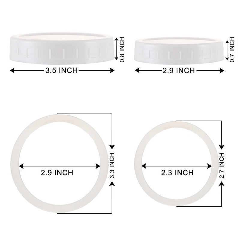10pc White Mason Canning Drinking Plastic Jars Lid 70mm/86mm Inner Diameter Covers Unlined Ribbed Lids Storage Caps Replacements