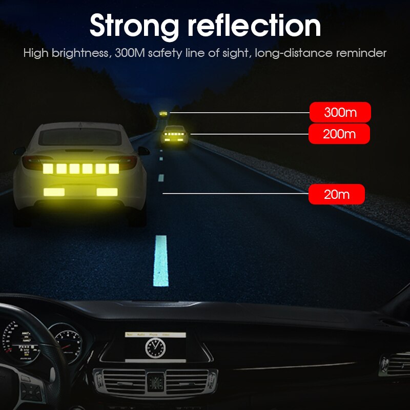 4pcs Car Door Sticker Decal Reflective Strip Warning Mark Tape Reflective Sticker OPEN High Sign Safety Light Reflector Strip