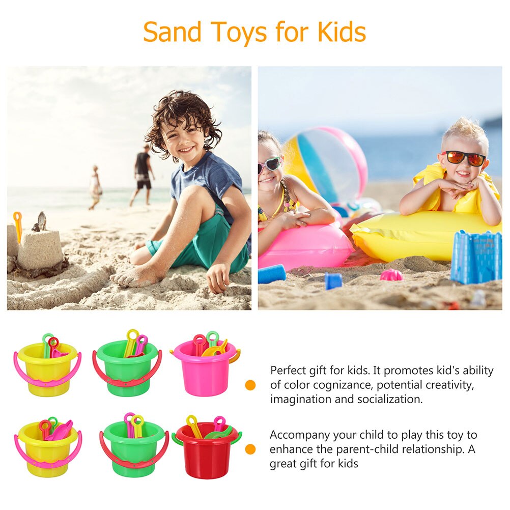 8 Sets Funny Beach Child Sand Dredging Tool Cartoon Beach Bucket Plaything