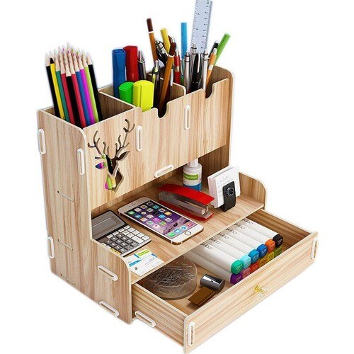Kompas Houten Desktop Pen Houder Organizer 23X15X25 Cm