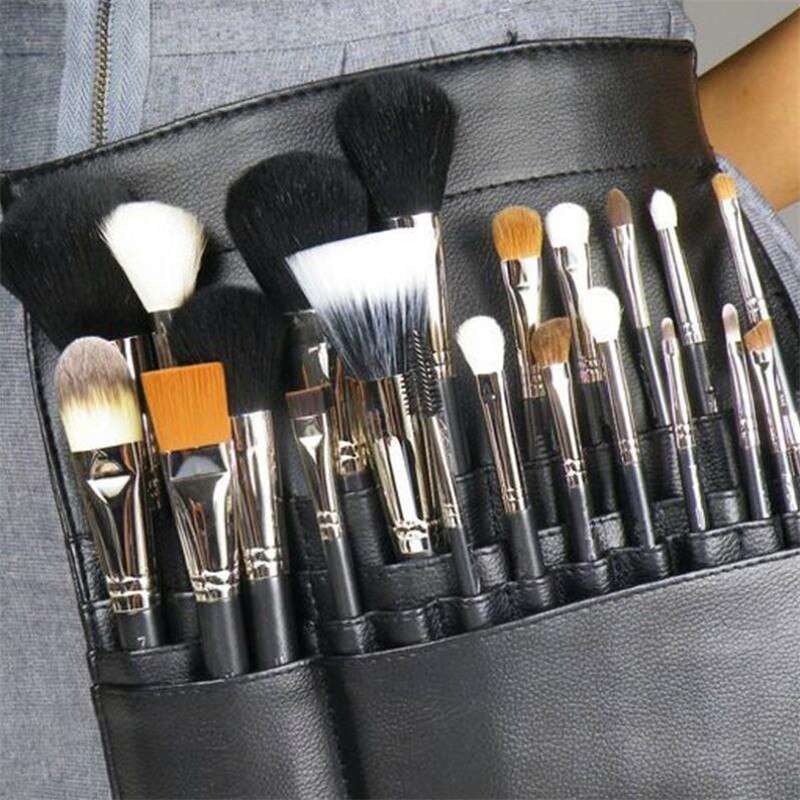 Grote Capaciteit Zwarte Pu Cosmetische Bag Heuptas Make-Up Borstel Tas Met Riem Voor Professionele Make-Up Artist Multifunctionele 20 #121