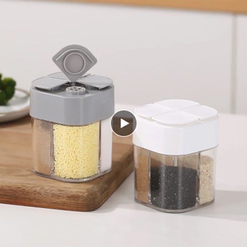 Seasoning Can 4 in1 Clamshell Seasoning Bottle Moisture-proof Plastic Seasoning Jar Sealed Salt Shaker Kitchen Household Tools