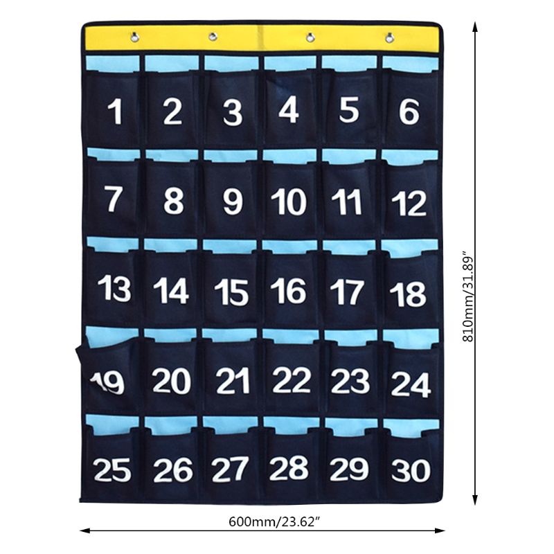 Organizador numerado de 30 bolsillos, tabla de bolsillo para aula, soportes para Calculadora de teléfonos móviles, M5TB: Default Title