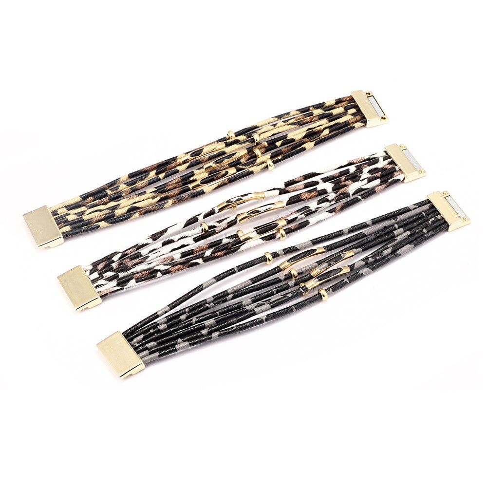 Leopard Leather Bracelets For Women Bracelets &amp; Bangles Multilayer Wide Wrap Bracelet Jewelry