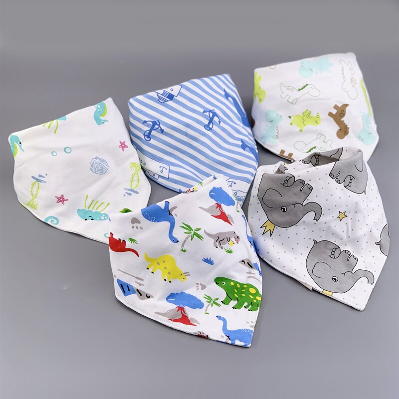 Bandand-bavoirs en coton, ensemble de bavettes en coton, en Triangle, Double couche, 5 pièces/paquet, d'anniversaire pour bébé: 48