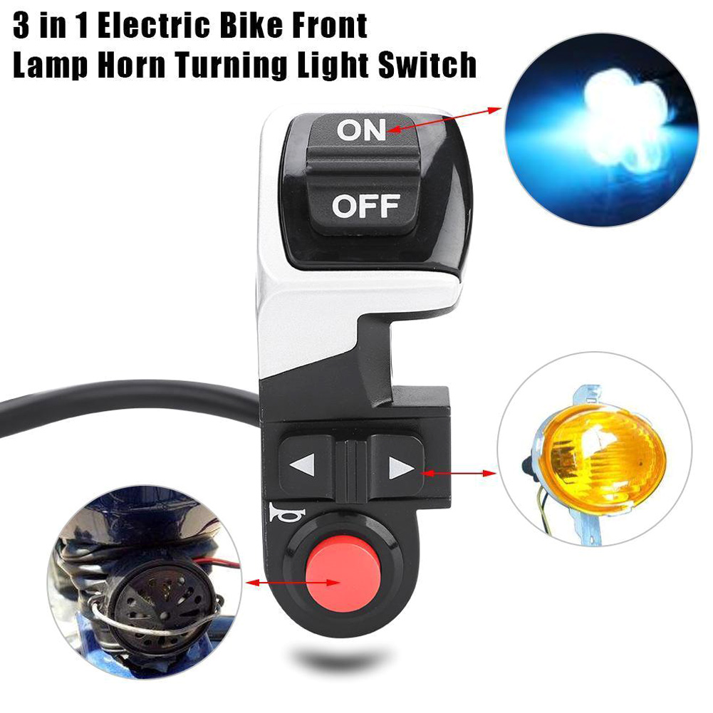 Blinklys baglygte kontakt led baglygte 3 in 1 kontrolkontakt elcykel scooter afbryder tilbehør
