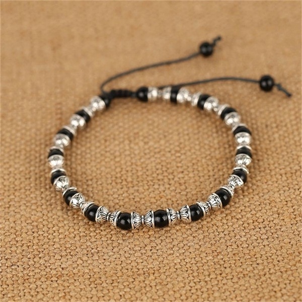 Beaded Ankle Bracelet Men Feet Jewelry Accessories Adjustable Length Lleg Bracelet Male Anklets: TFJL037-1