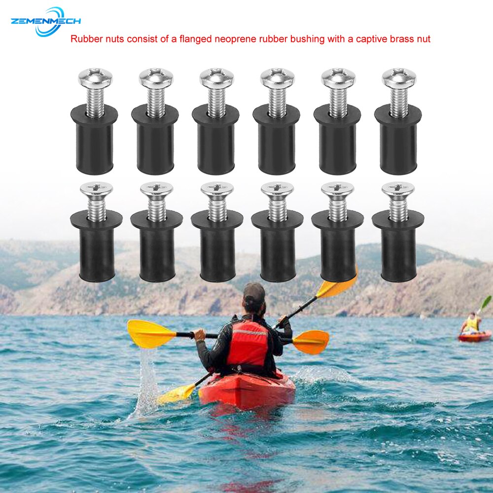 6PCS M5 Rubber Well Nuts With Screw Blind Fastener Motorcycle Windscreen Windshield Rivet Marine Accessories Boat Canoe Dinghy