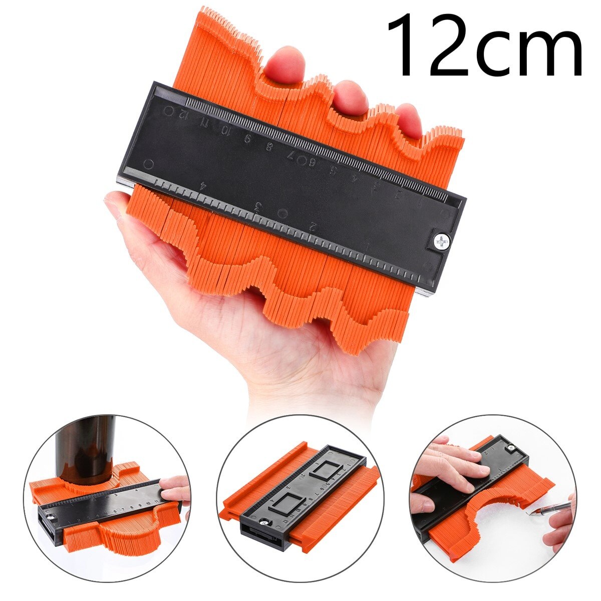 12/14/25cm Contour Gauge Plastic Profile Copy Contour Gauges Standard Wood Marking Tool Tiling Laminate Tiles General Tools: 12cm orange