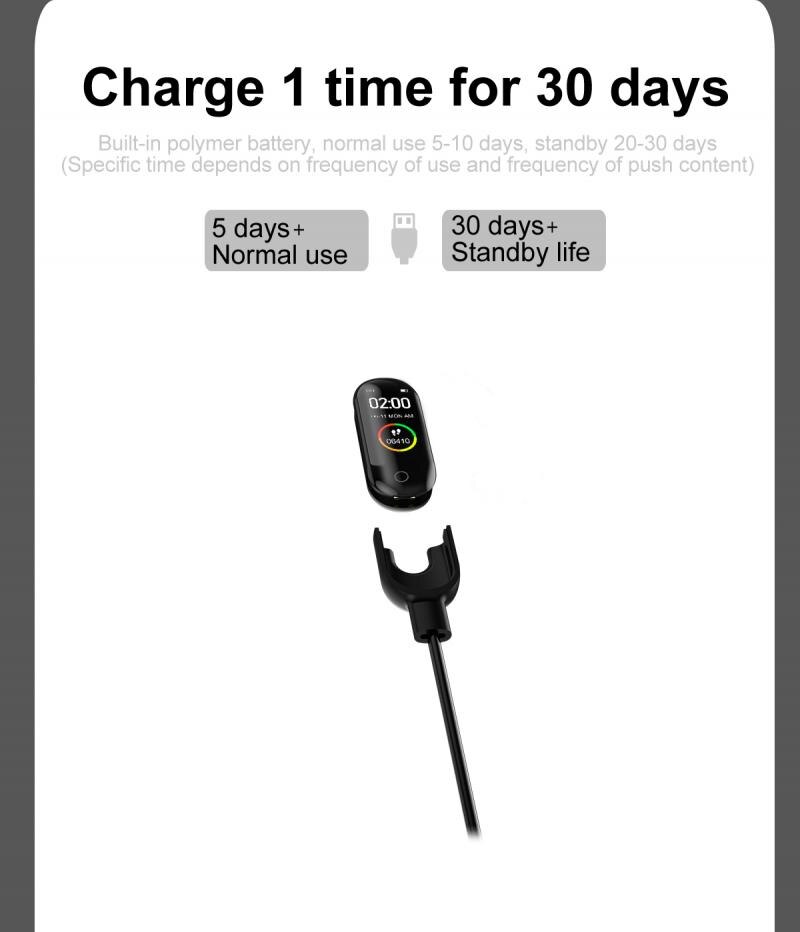M4 Smart Band Bluetooth Sports Pedometers Smart Bracelet with Battery Wristband Watch Heart Rate Blood Pressure Monitor Fitness