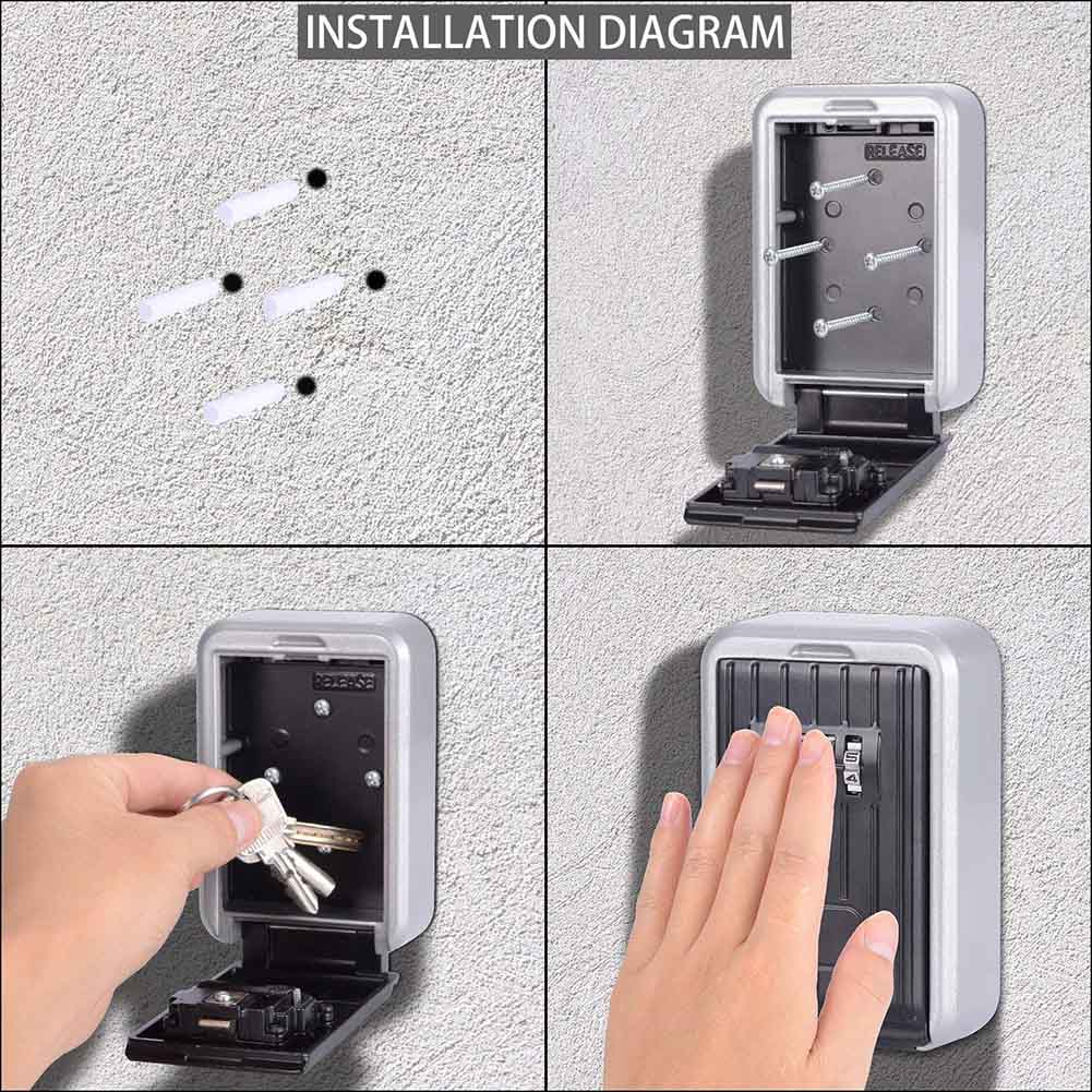 Key Lock Box with Waterproof Case Wall Mount Metal Password Box for Home Business Realtors DJA99
