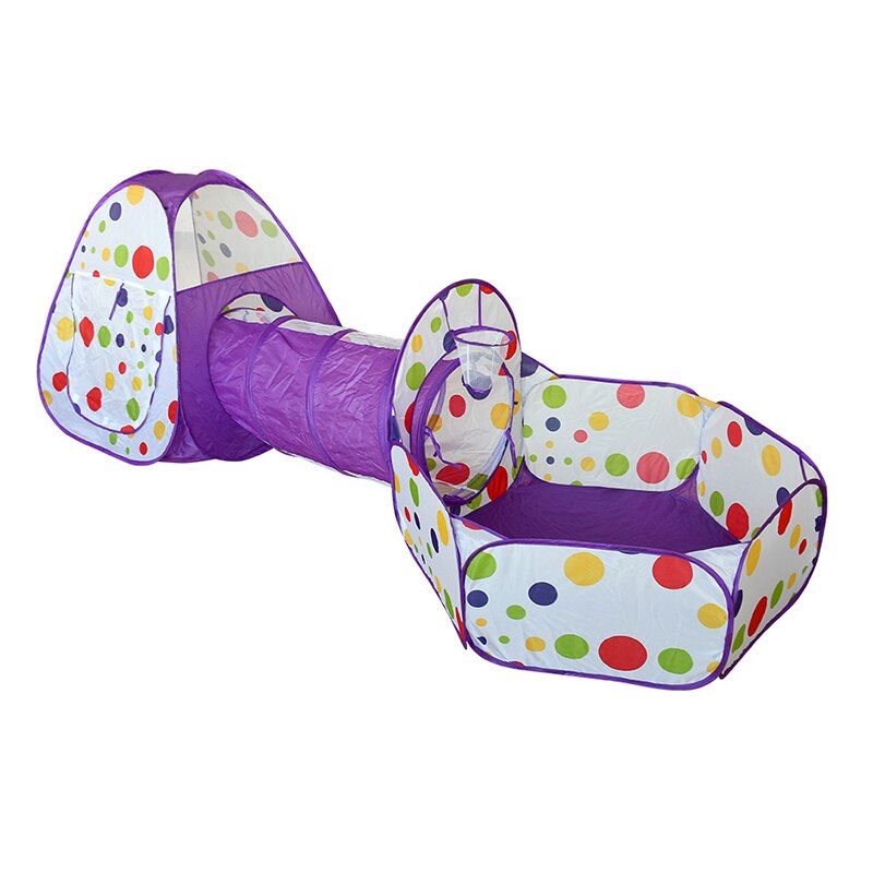 3 in 1 Portable Toys Tent Children's Play Tent For Kids Baby Toys Ball Pool Playpen Large Space Tunnel Play House: XM-012-Purple