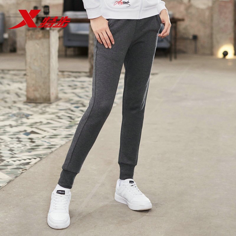 Xtep Herfst Casual Gebreide Vrouwen Broek Outdoor Running Sport Broek Slim Fit Elastische Bottom Pant 881328639229