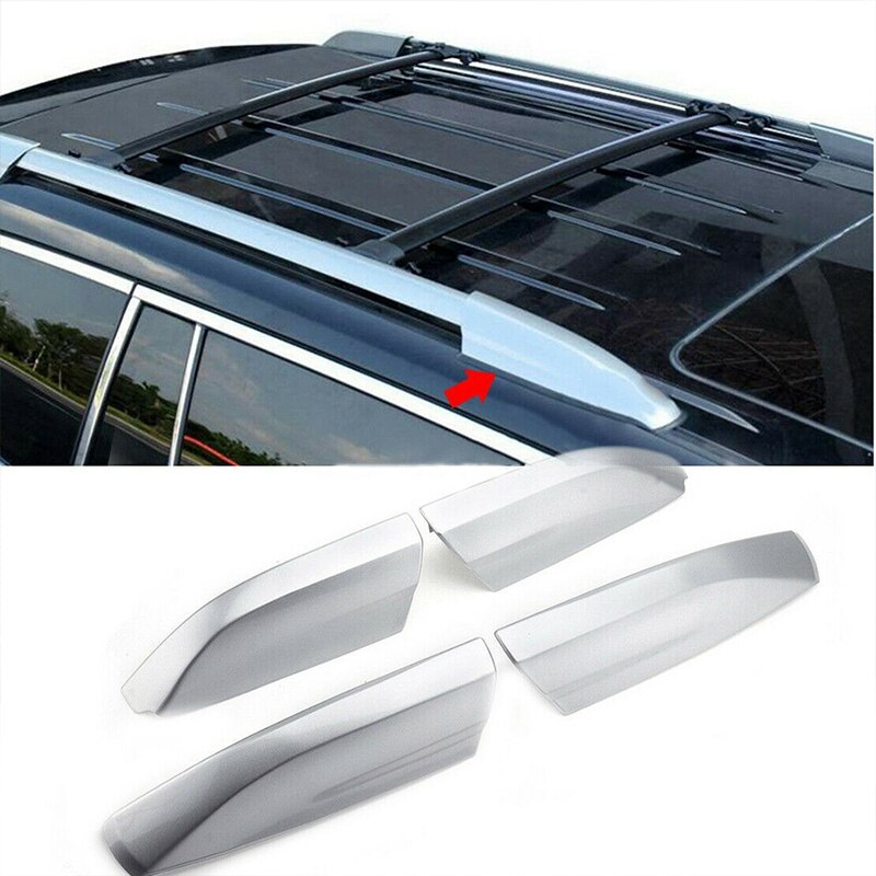 4Pcs Car Silver Roof Rack Rail End Cover Cap Shells for Toyota Highlander