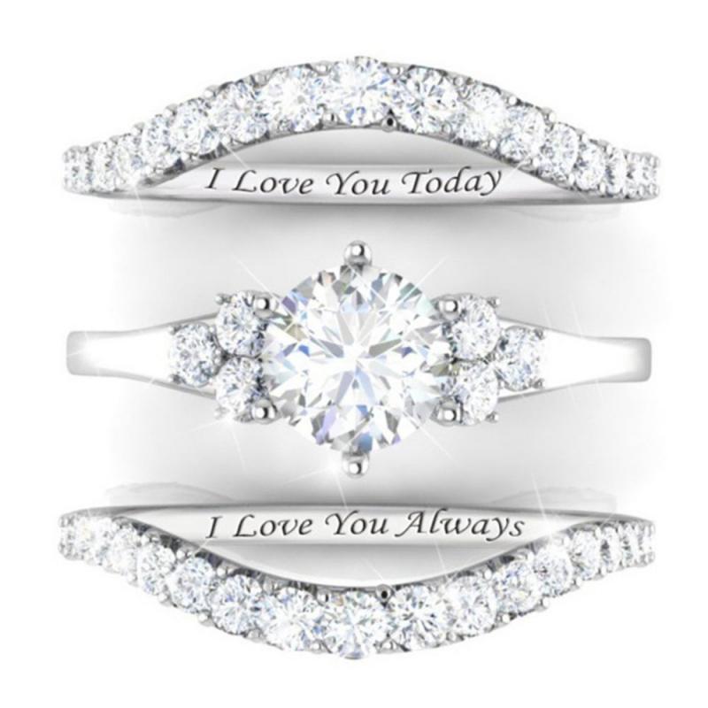 Neue Drei-Stück einstellen Krone Ringe für Frauen Zirkon Rose Gold Luxus Hochzeit Engagement Versprechen Ringe Schmuck Zubehör