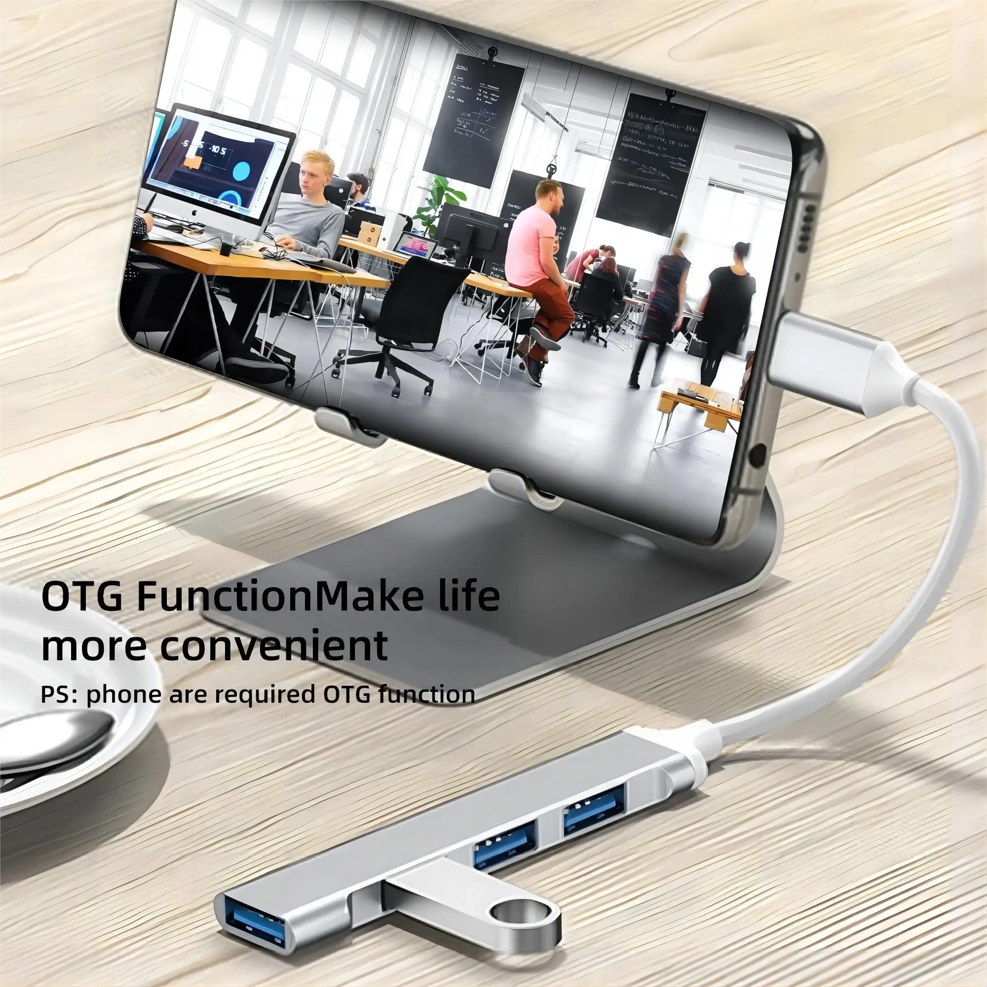 4 poorten USB HUB TYPE C Hubs USB C Docking Station USB 3.0 Splitter OTG Adapter 5G Hoge Snelheid voor PC Laptop Macbook Accessoires