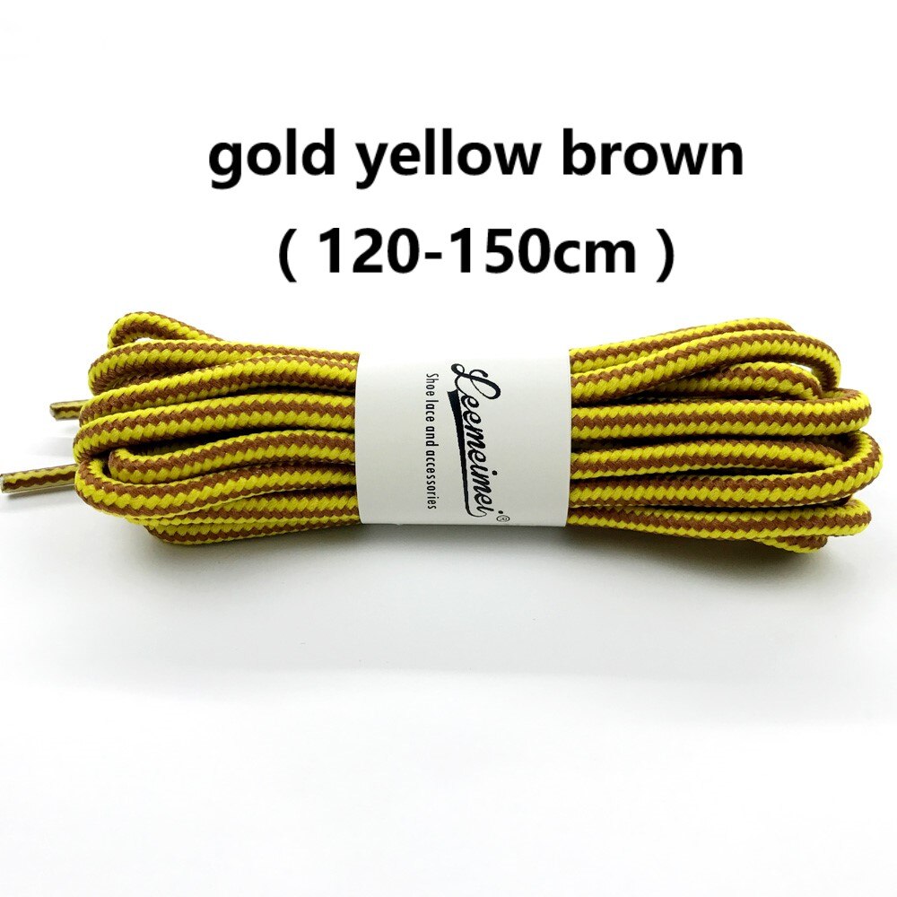 Doble farger sko lisser 120 150cm polyester sneaker sko lisser dobbel stripete flette runde skolisser til støvler: måke gul brun / 120cm