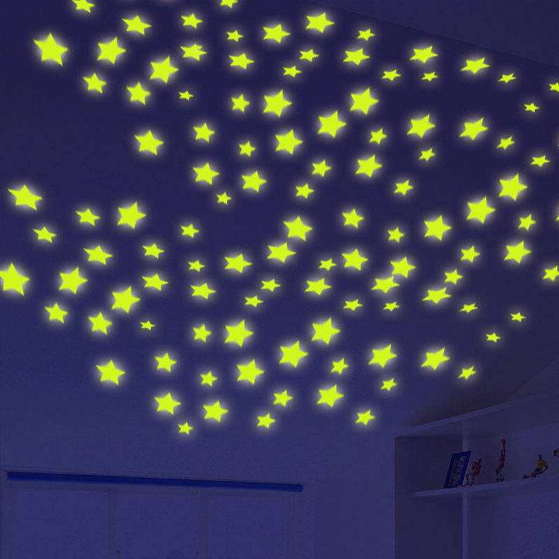 Étoiles autocollantes phosphorescentes, peinture phosphorescente, pour chambre d&#39;enfant, 100