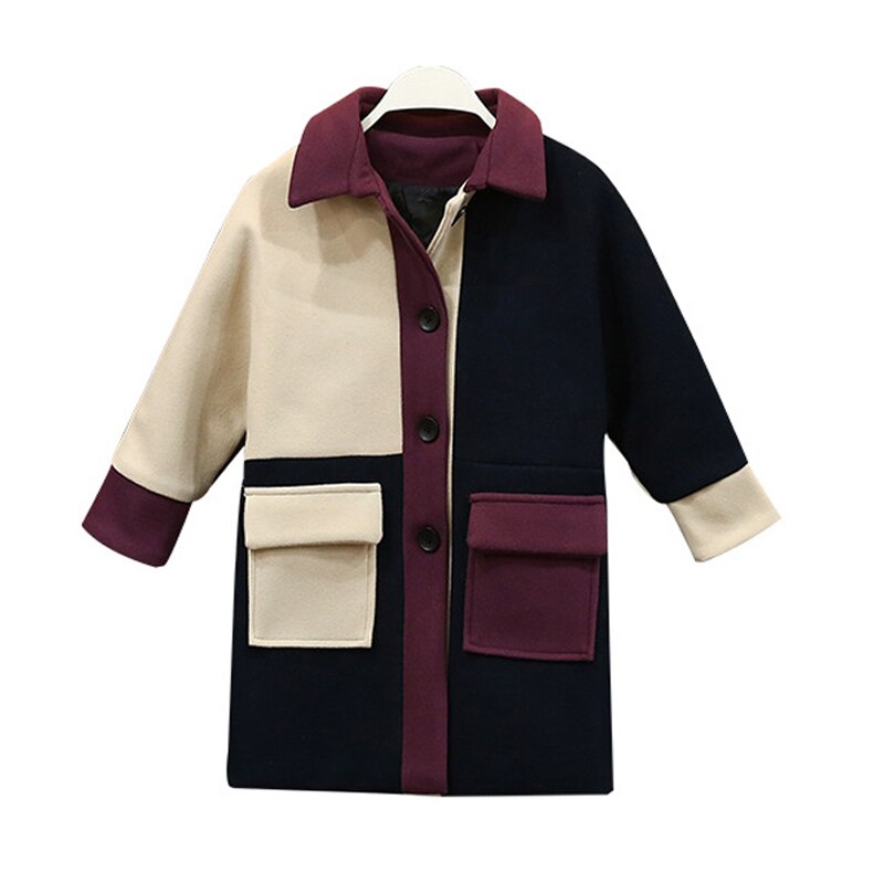 Keelorn Delle Ragazze del Cappotto 2020 Autunno Inverno di Lana Trench E Impermeabili Cappotto Della Rappezzatura di Modo Outwear Semplice Stile Abbigliamento Caldo 4-13 Anni vecchio