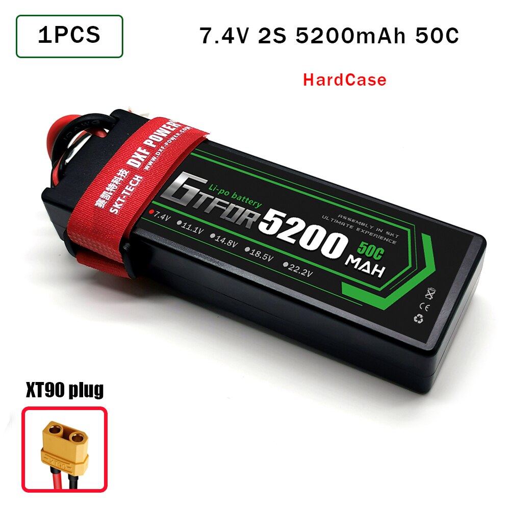 GTFDR 5200mAh Lipo Battery 7.4V 50C 2S LiPo RC Battery Deans XT60 EC5 for RC Evader BX Car Truck Truggy Buggy Helicopt: 1PCS5200HARDXT90
