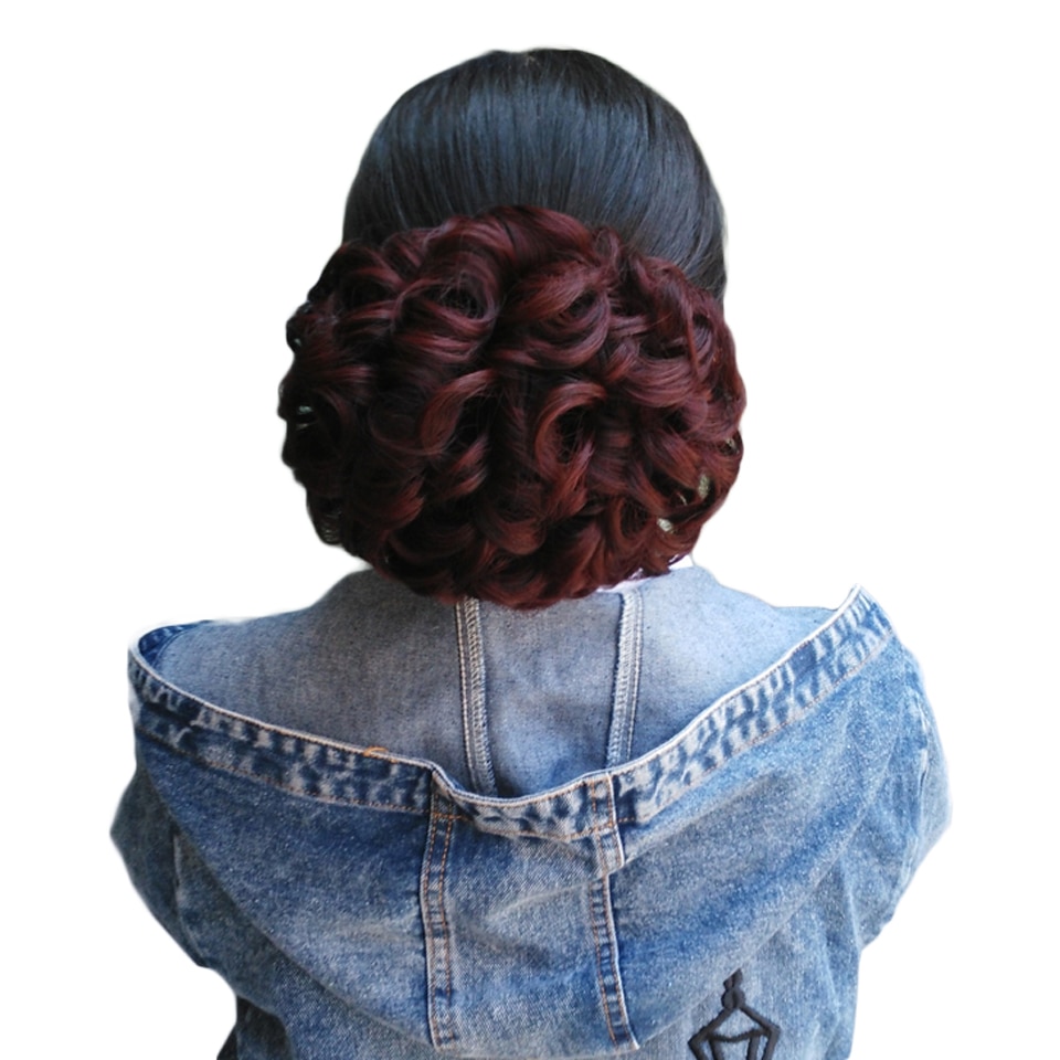 Allaosify Synthetic Chignon Women Curly Hair Extensions Hairpiece Wig Clip In Hair Bun Natural Black Red Brown Hair Accessories