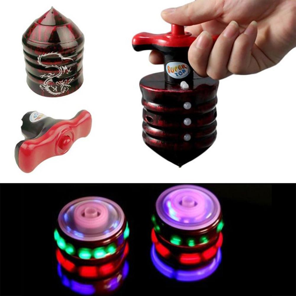 Spin LED Colorful Flashing Spinning Top Music Gyroscope Gyro Peg Toy Kids Party Supplies Set