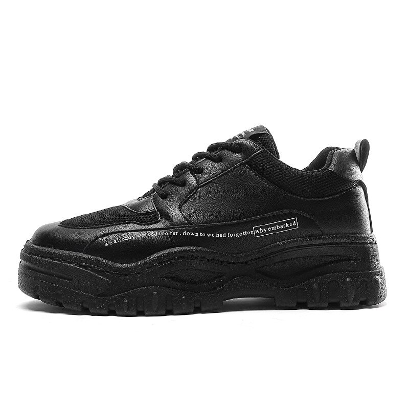 Excargo skor herr vita sneakers platå höst skor för män chunky sneakers svarta andas bekväma: Svart / 44