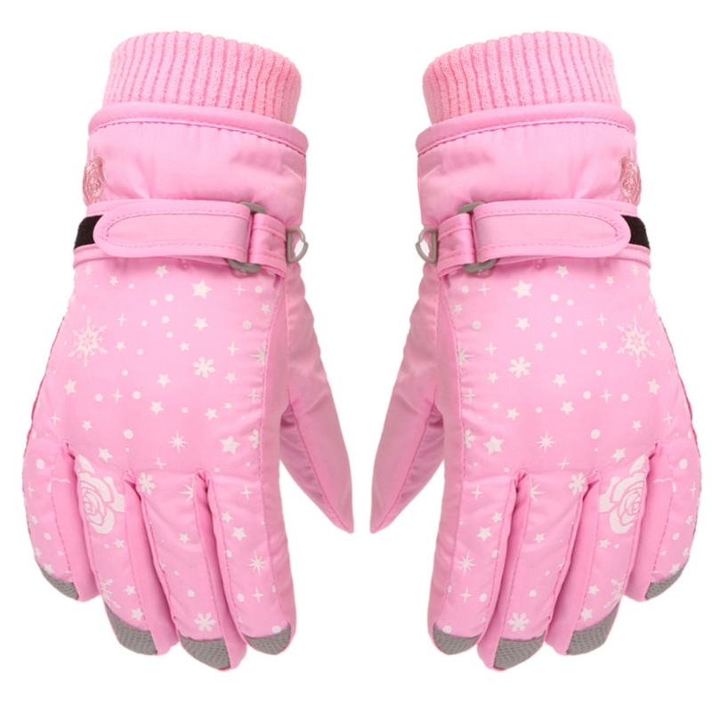 Gants de ski pour enfants, cyclisme, moufles épaisses et chaudes, imperméables, coupe-vent, Sports de plein air, Snowboard, pour filles et garçons: Pink