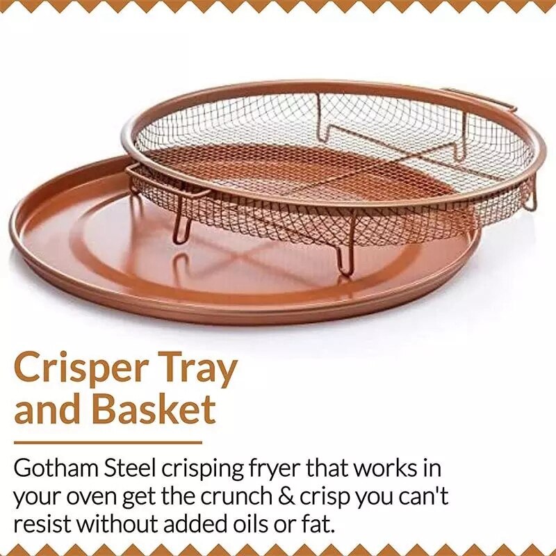 Mesh Baking Tray Non-Stick Round Baking Pan Chips Crisping Basket Microwave Oven Copper Baking Tray BBQ Tray Baking Tool