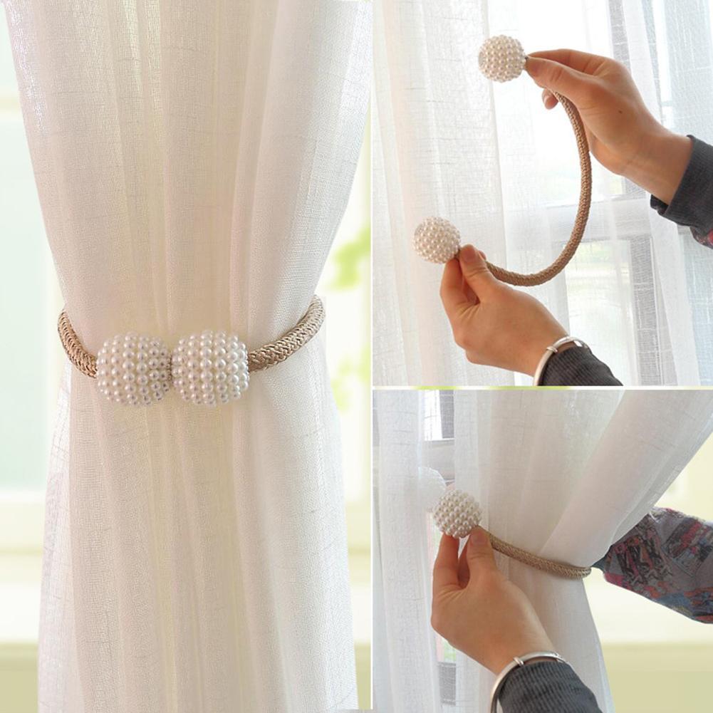 Abrazadera magnética para cortina, soporte de anillo para cortina, cuentas de perla de imitación, accesorios decorativos para el hogar