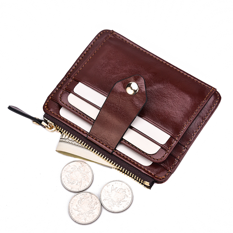 Korte Heren Portemonnee Vintage Olie Wax Pu Leer Rits Dunne Card Purse Kleine Mode Causale Coin Wallet voor Mannelijke