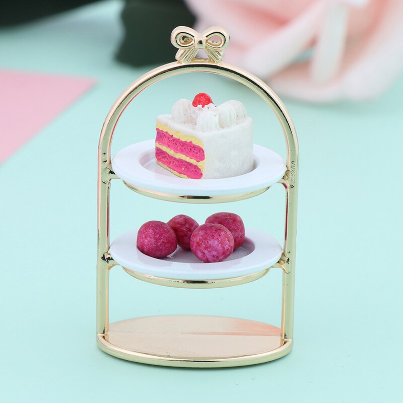 1PCS 1/12 3D Miniature Food DIY Craft For Dollhouse Mini Cute Dessert Pan Cake Stand Fruit Tray Doll Kitchen Toys