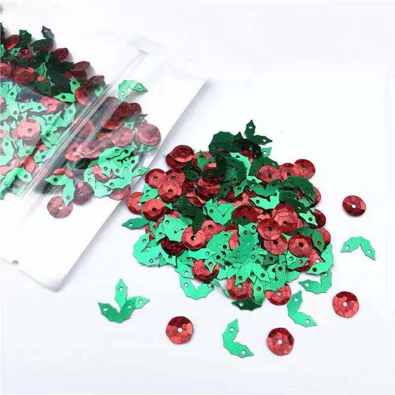 15g/ pakke 6mm konkav 7mm juletræ pvc løse juleblad pailletter halloween dekoration håndværk børn diy tilbehør