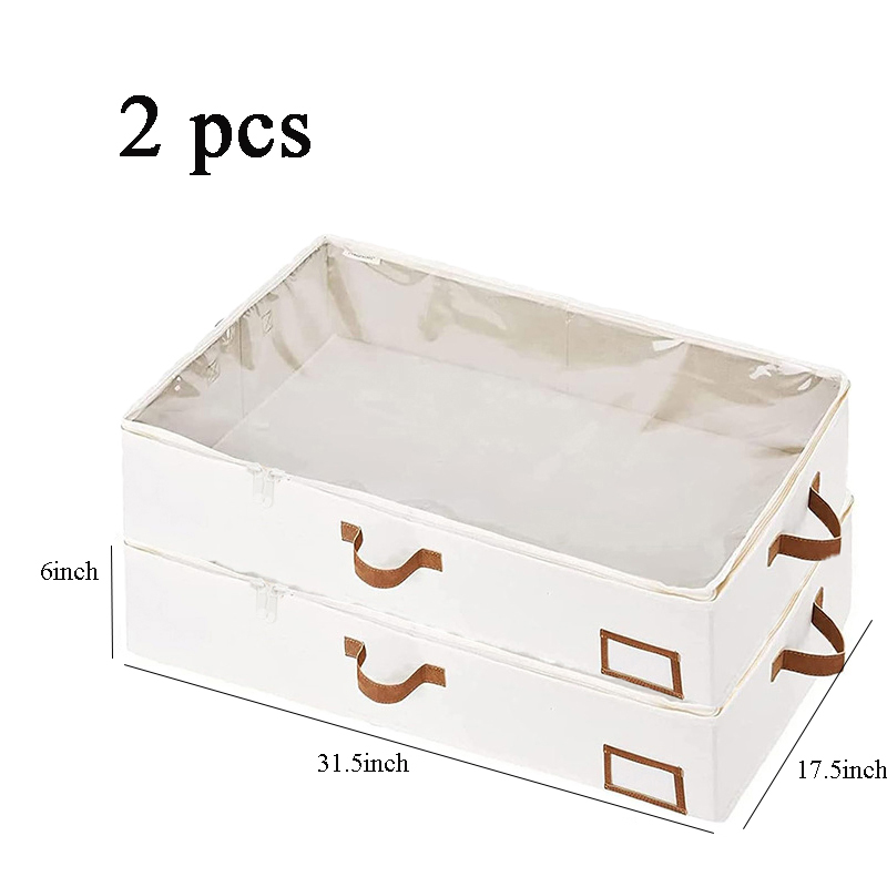 4 Pack Foldable Underbed Storage Box for Clothes Under Bed Clothes Organizer With Sturdy Structure and Ultra Thick Fabric: light yellow