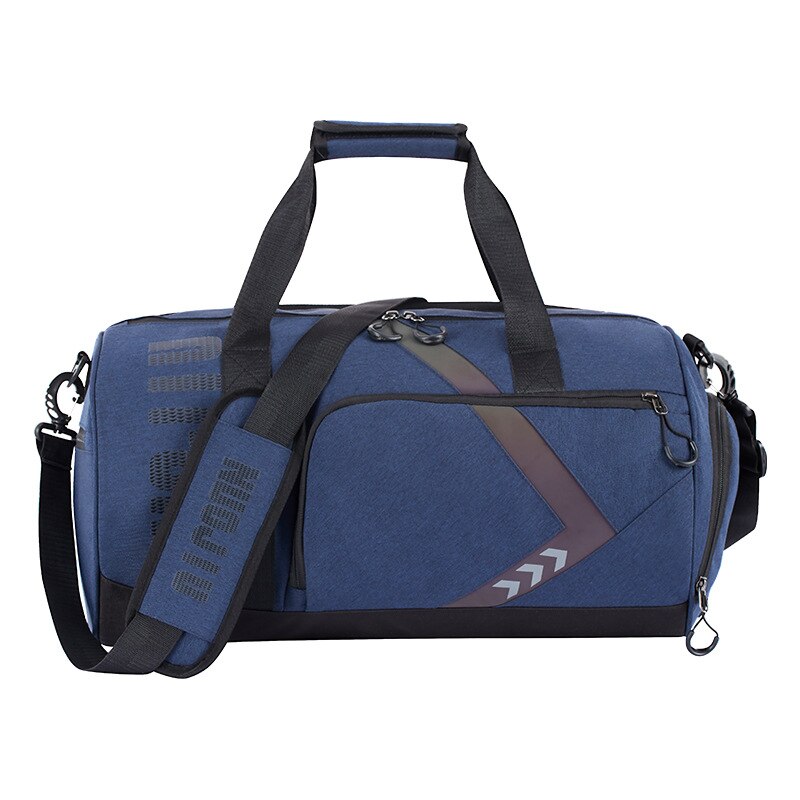 Round Bag Gym Bag Men's Sports Separate Shoes Female Wet And Dry Separation Short Trip Luggage Bag Travel Bag: Blue