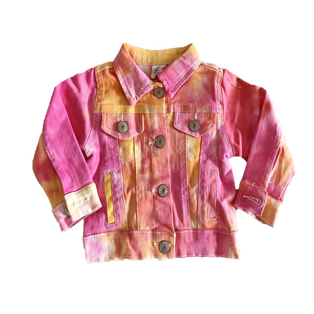 style children coat boy and girls fall denim jacket baby kids tie-dye jacket: Red / 4T