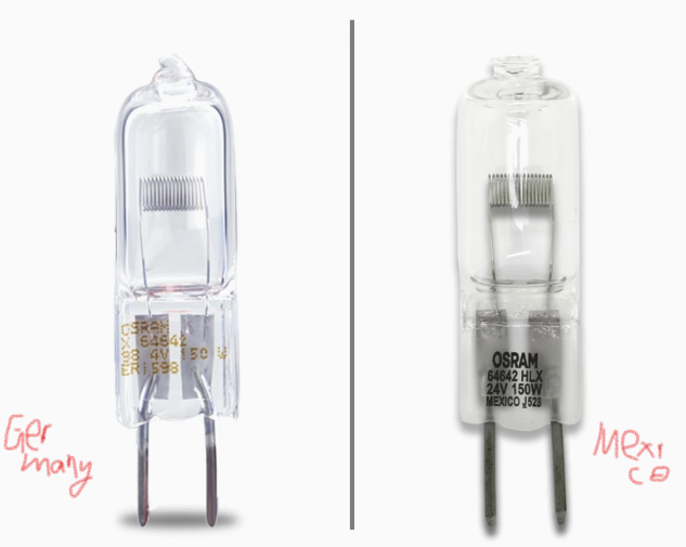 OSRAM 64642 HLX 24V 150W Lámpara halógena NAED 54264 Bombilla de proyector Xenophot G6.35 Bombilla quirúrgica
