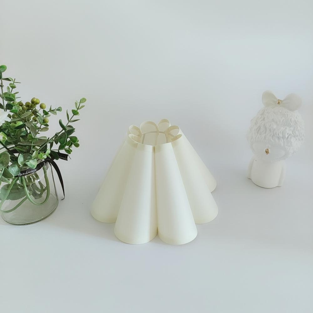Parmi nous Xianfan – abat-jour en tissu japonais, abat-jour en PVC pour lampes de bureau E14 E27, abat-jour en pétales pour plafonnier: Beige