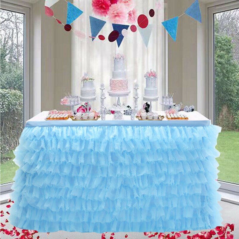 5 farver bryllupsfest tyl tutu bord nederdel bordservice fødselsdag baby shower xmas dekor