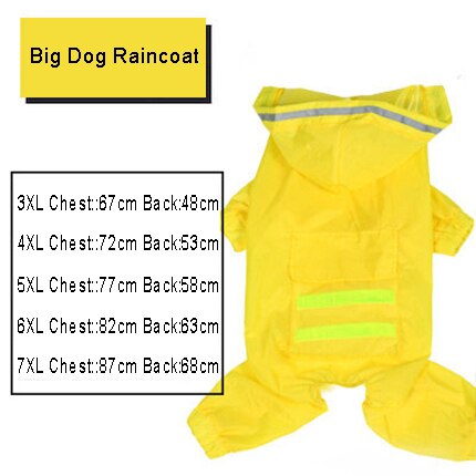 Mono impermeable para perros, abrigo de lluvia para mascotas, chaqueta impermeable para Labrador, Golden Retriever: YELLOW / 4XL