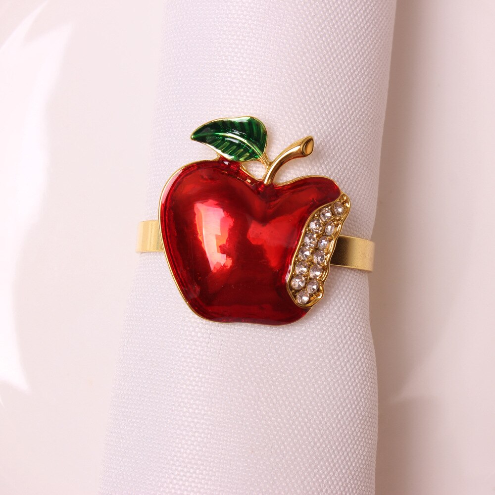 6 stück/einstellen weihnachtstischdekoration für Hotels und Gaststätten Ich bin westlichen stil: serviettenringe mit fruchtmotiv und tropfenmuster.