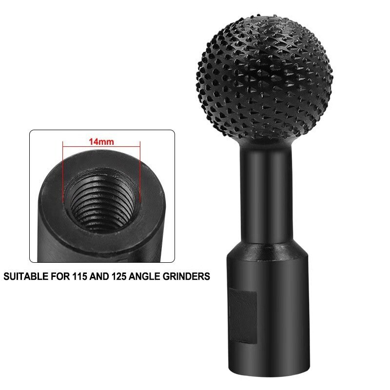 1Pcs Ball Gouge Spherical Spindles Shaped Wood Gouge 10/14MM Power Carving Attachment for Angle Grinder Wooden Carving Tool: black 14mm