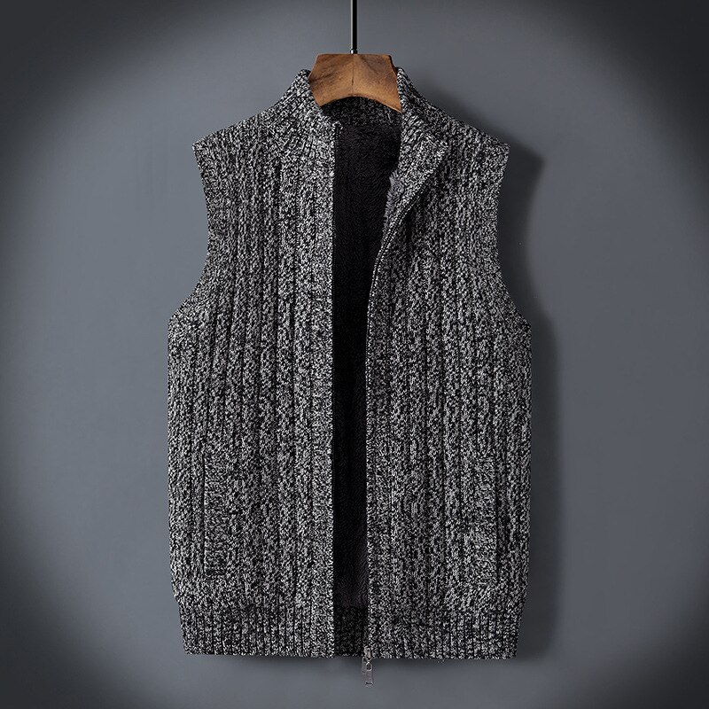 Dikke winterjas herenvest fleece vesten warme staande kraag vest vest mouwloos bovenkleding jas herenkleding: Donkergrijs / Xxl