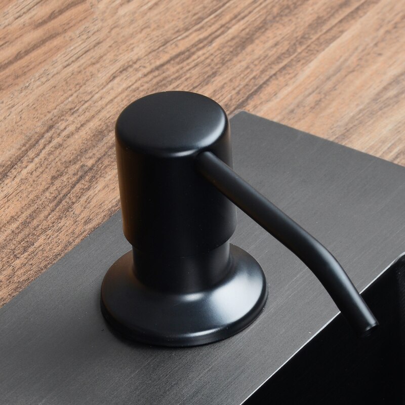 Såpedispenser til kjøkkenvask i rustfritt stål, påfyll ovenfra, innebygd for benk med væske, stor flaske: Gul