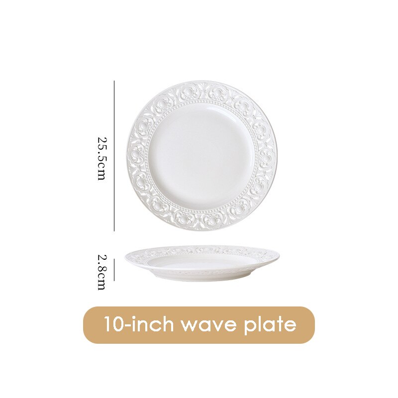 4size Dishes for Serving White Ceramic French Salad Plates for Food Luminarc Plate Ceramics Lefard Tableware Set of Plates Bowl: Blue