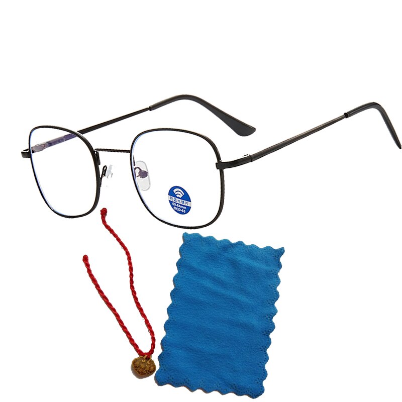 Anti-blå glasögon retro metallbåge genomskinliga linser nördglasögon superstora runda glasögon datorögonskydd