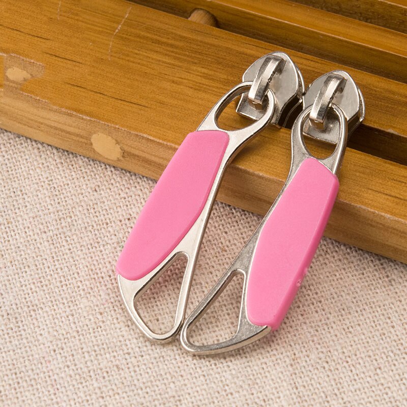 1pair 5# 8# Zipper Sliders for Nylon Zipper Luggage Bag Zipper Head Handbag Password Lock Zipper Repair Kits Accessories: No8pink