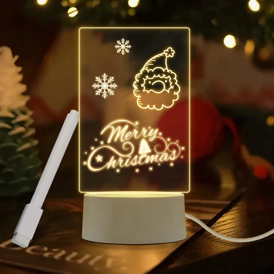 Transparente leuchtende LED-Nachtlichter, USB, leuchtendes Acryl-Nachtlicht, löschbares Schreiben, Nachrichtentafel, Kalender, Desktop-Ornamente
