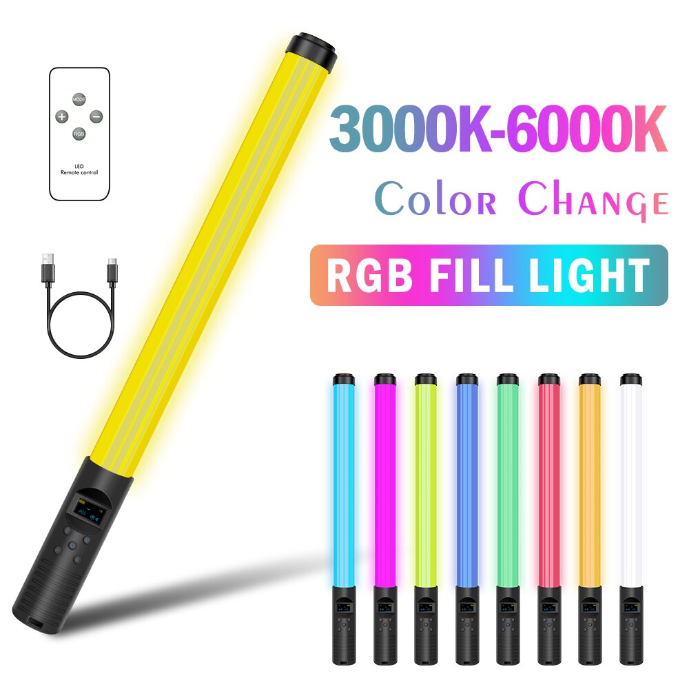 RGB Colorful LED Stick Fill Light Handheld 3000K-6000K LED Flash Light stick Speedlight Photographic Lighting