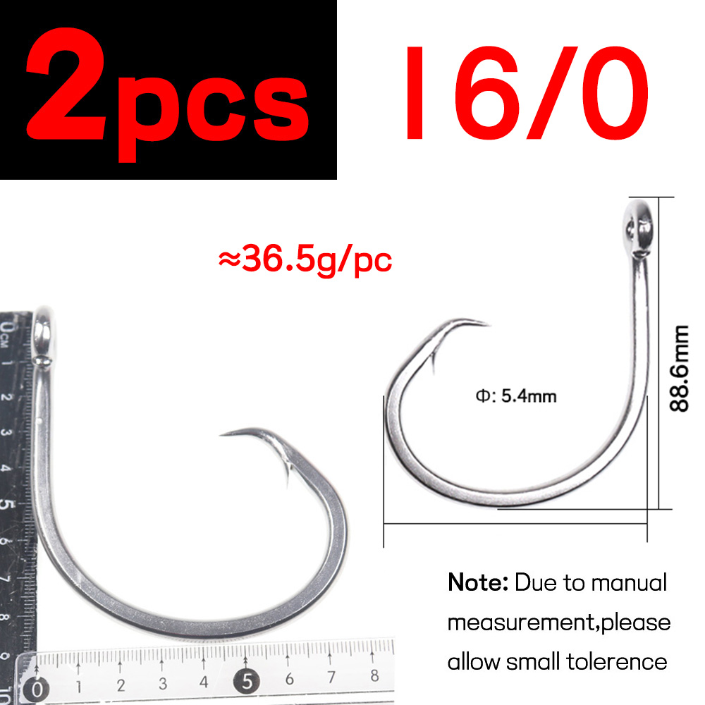 Elllv-anzuelo circular de acero inoxidable para pesca en agua salada, anzuelo de cebo de juego grande para pesca de curricán, atún, tiburón, 6/0 - 18/0: Azul